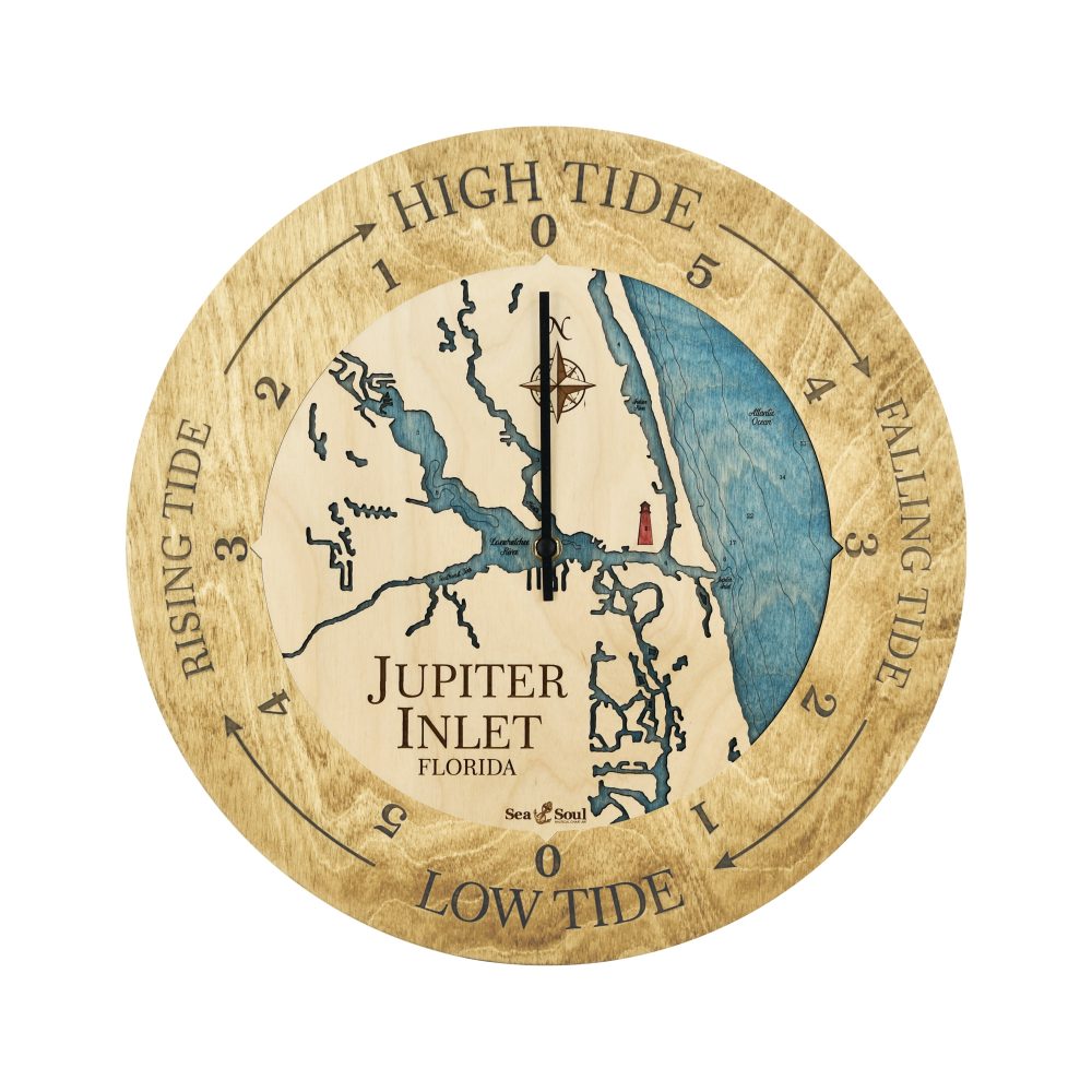 Jupiter Inlet Tide Clock Honey Accent with Deep Blue Water