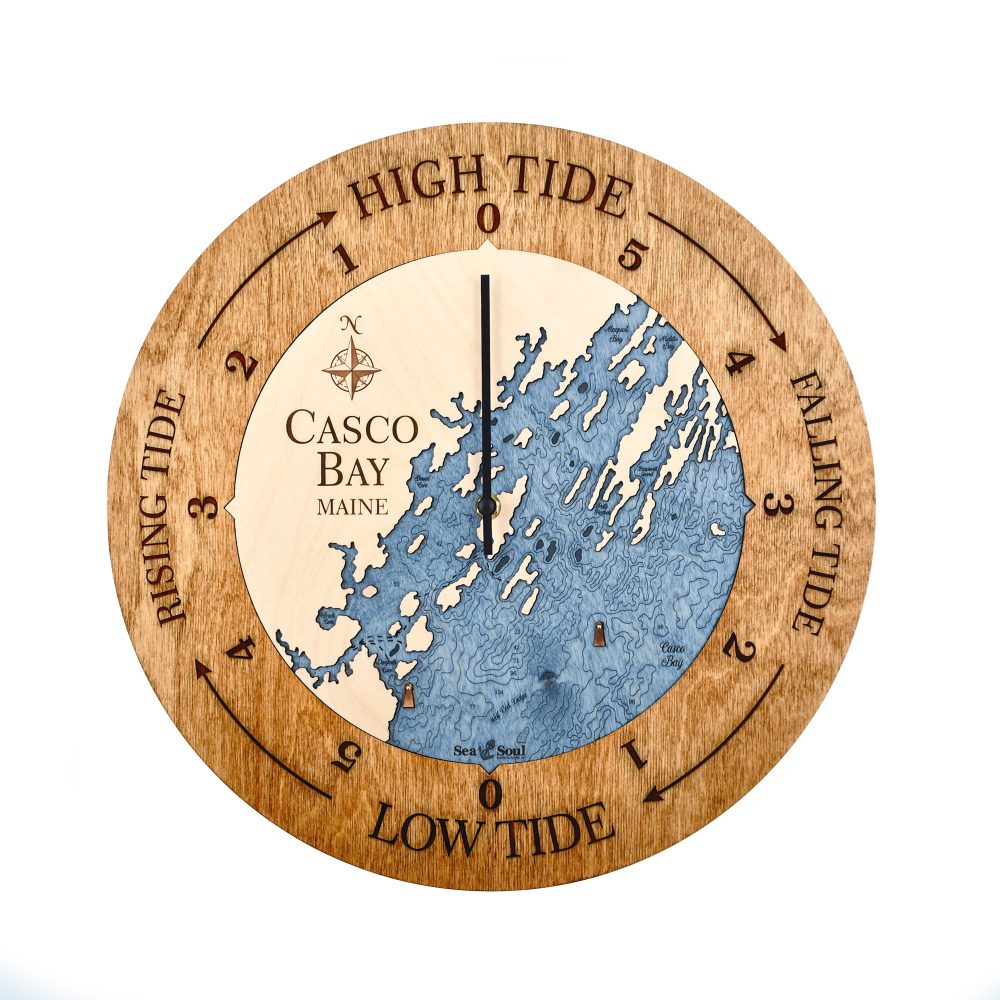 Casco Bay Tide Clock Americana Accent with Deep Blue Water