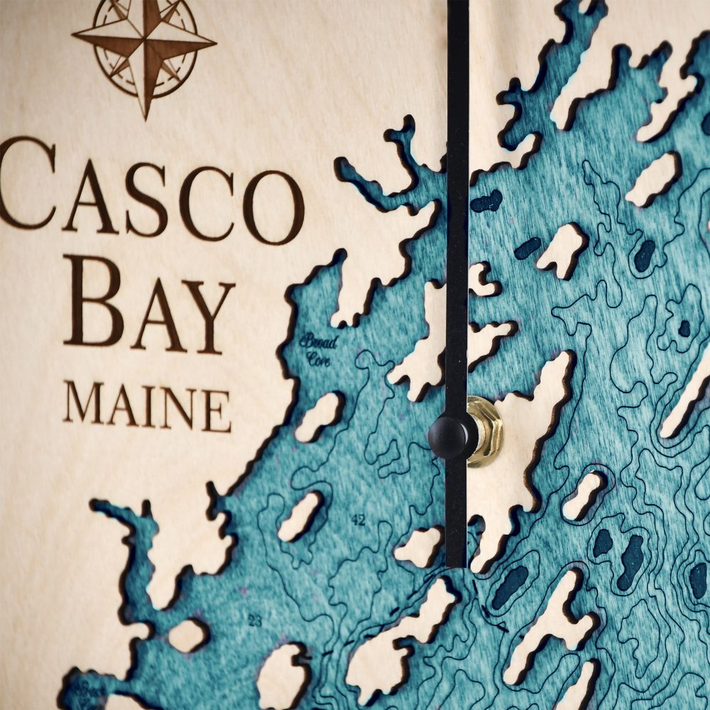 Casco Bay Tide Clock with Blue Green Water Detail Shot 1