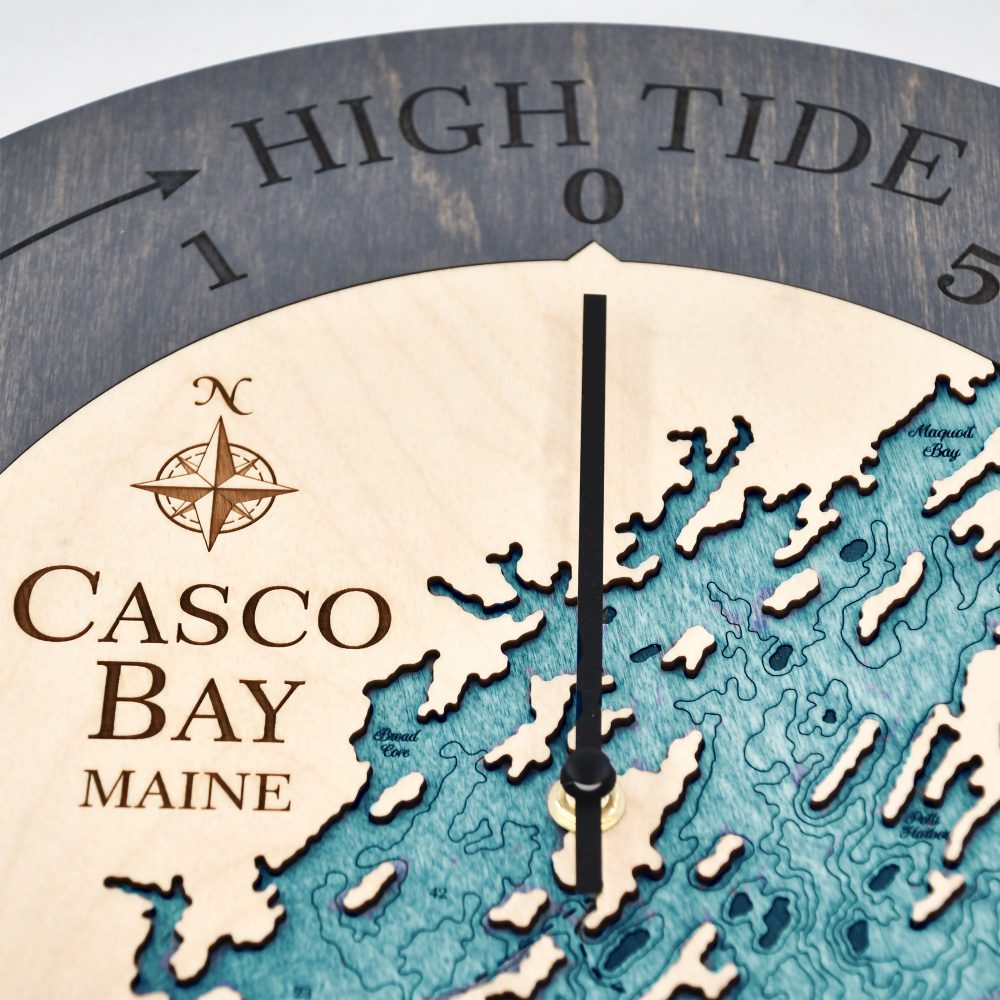Casco Bay Tide Clock with Blue Green Water Detail Shot 2