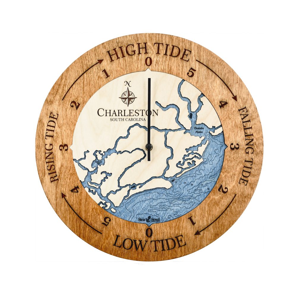 Charleston South Carolina Tide Clock Americana Accent with Deep Blue Water