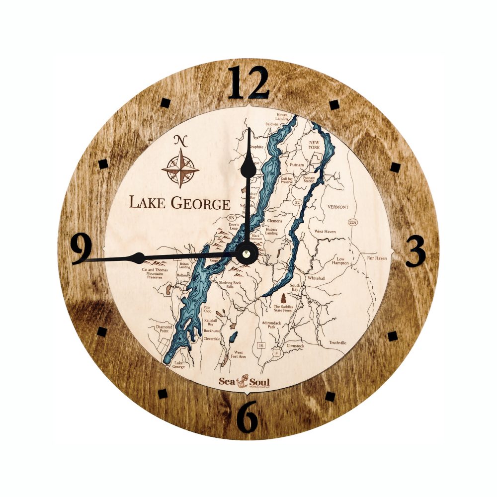 Lake George Nautical Clock Americana Accent with Blue Green Water