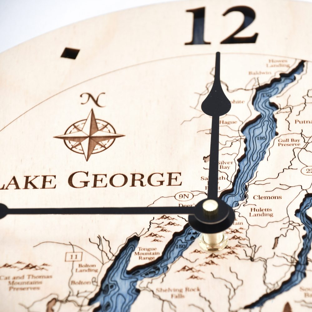 Lake George Nautical Clock Birch Accent with Deep Blue Water Detail Shot 1