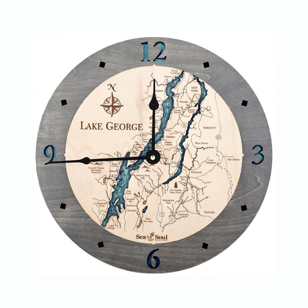 Lake George Nautical Clock with Blue Green Water