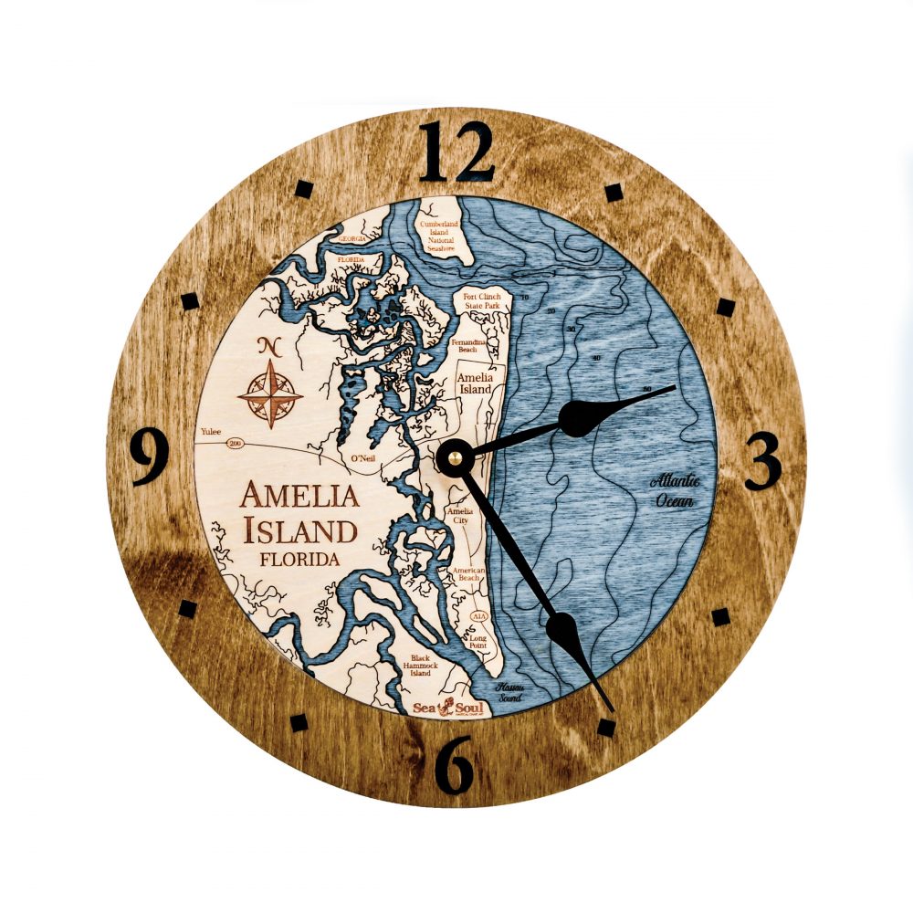 Amelia Island Nautical Clock Americana Accent with Deep Blue Water