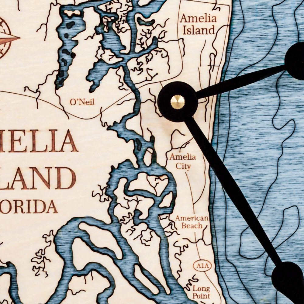 Amelia Island Nautical Clock Birch Accent with Deep Blue Water Detail Shot 2