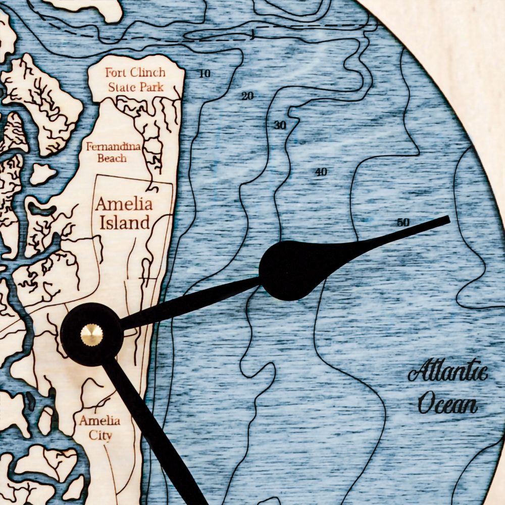 Amelia Island Nautical Clock Birch Accent with Deep Blue Water Detail Shot 3