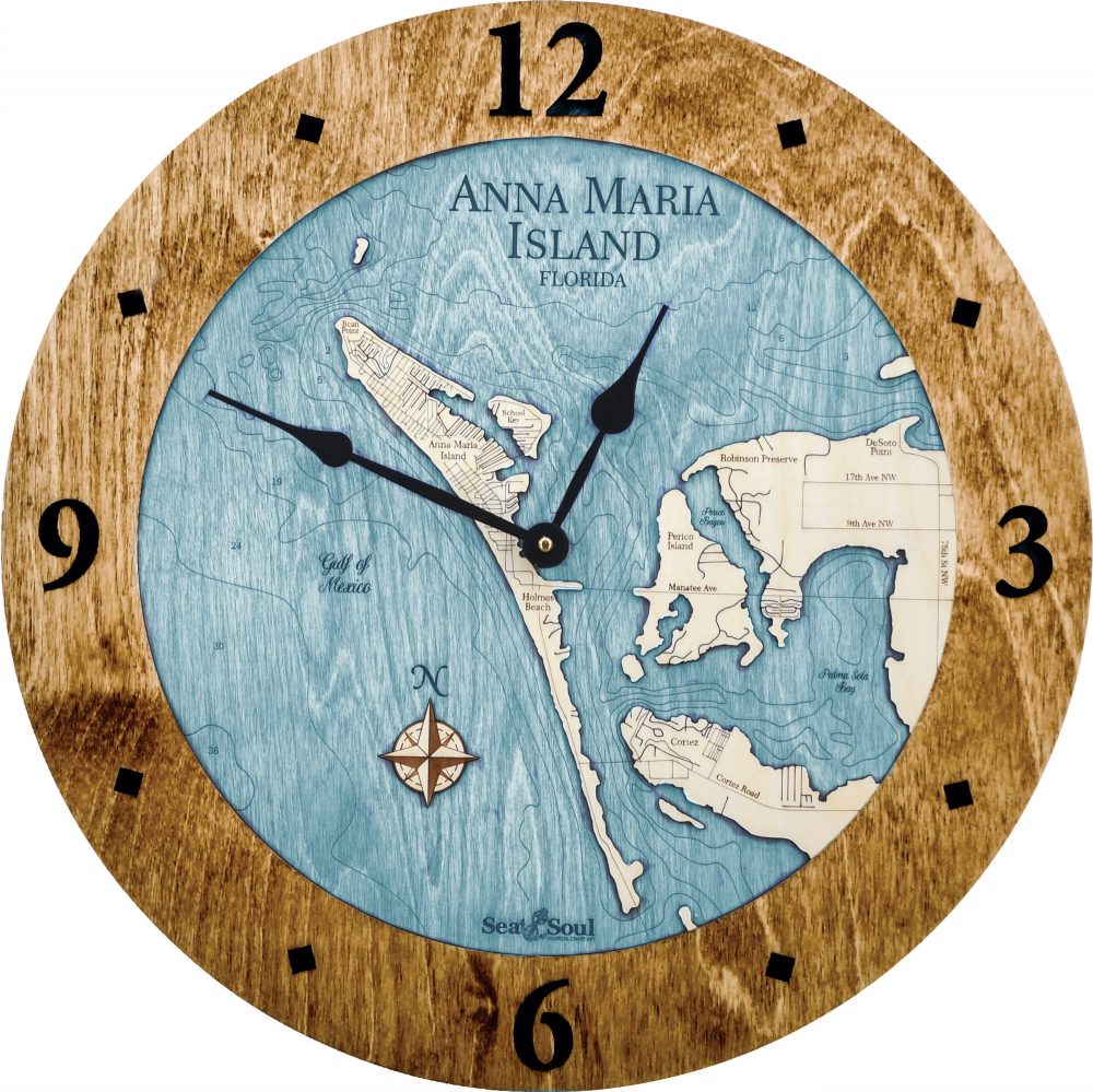Anna Maria Island Nautical Clock Americana Accent with Blue Green Water Product Shot