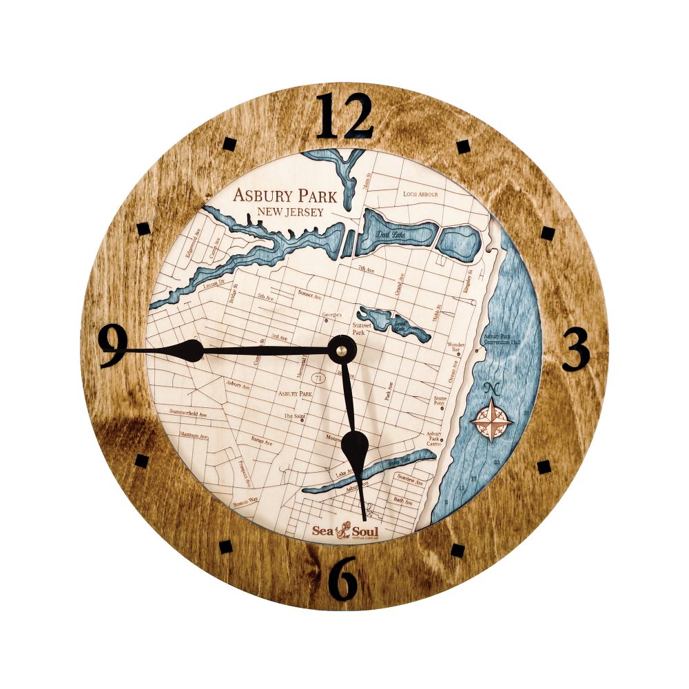 Asbury Park Nautical Clock Americana Accent with Blue Green Water