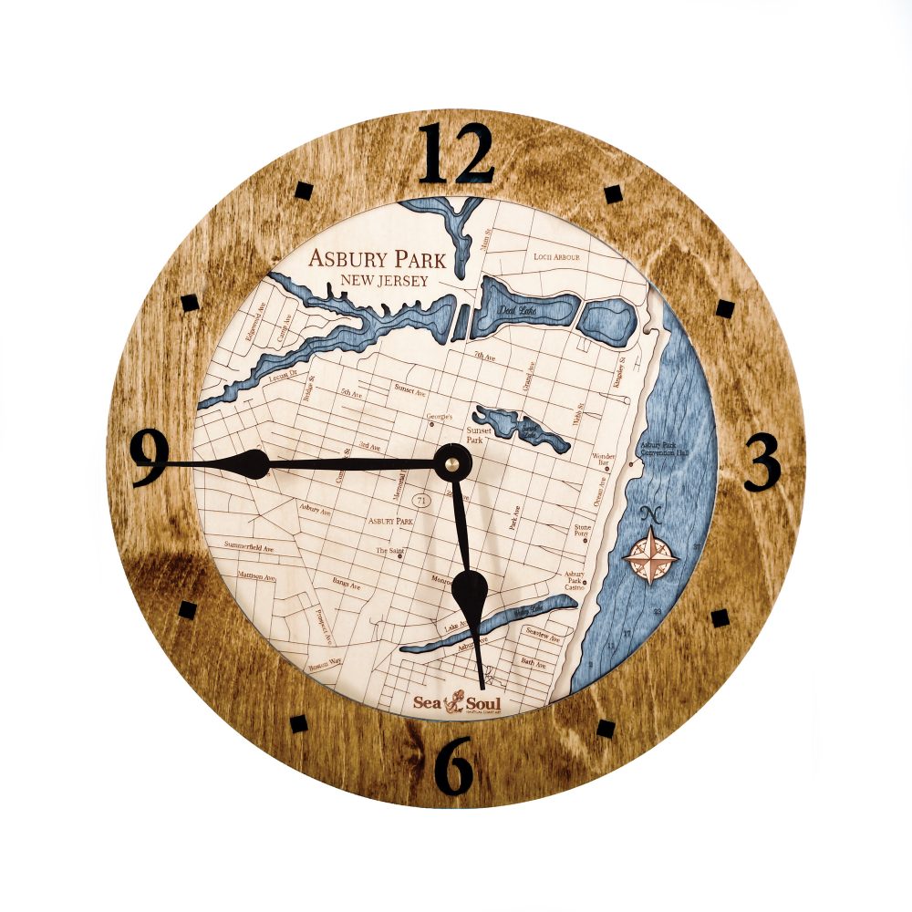 Asbury Park Nautical Clock Americana Accent with Deep Blue Water