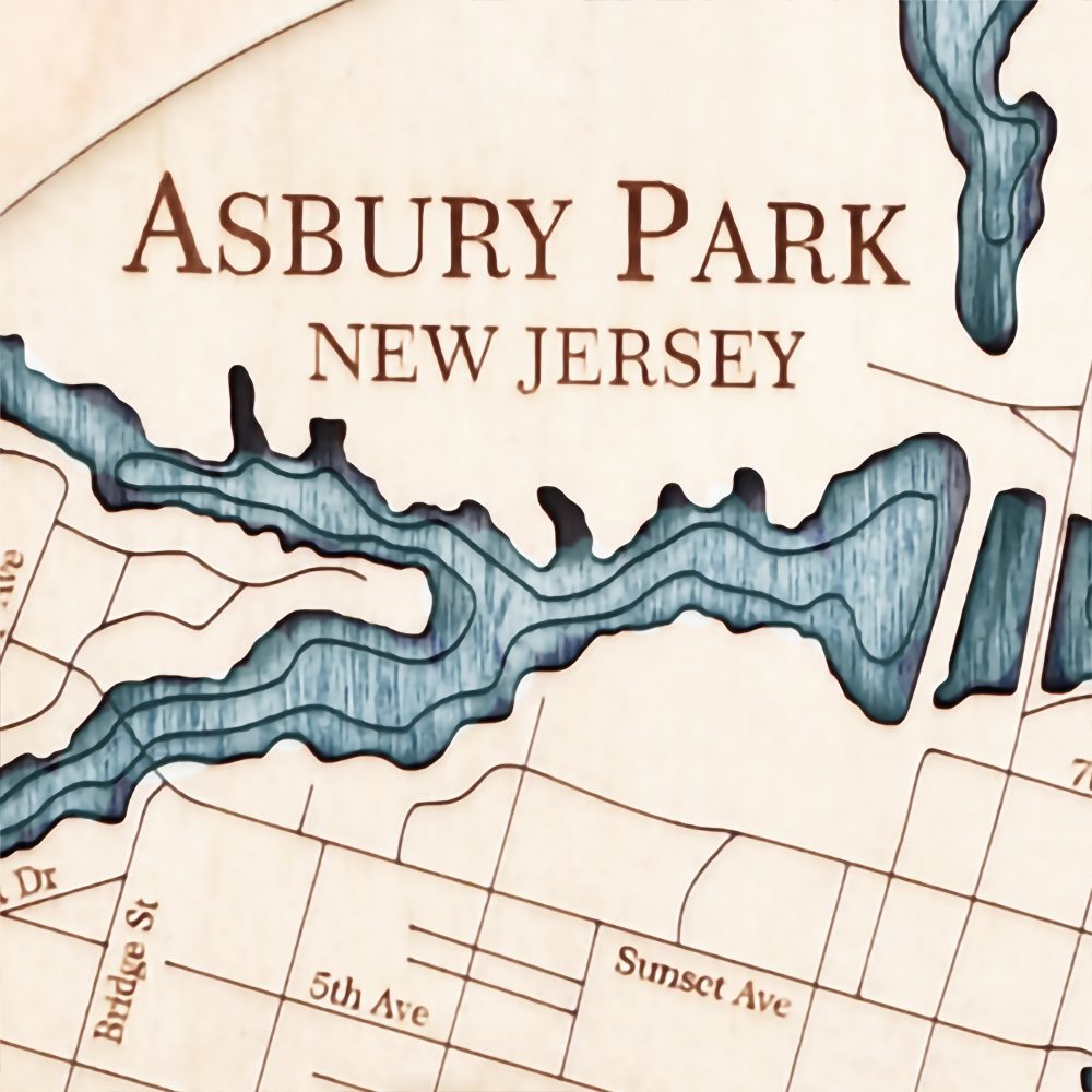 Asbury Park Nautical Clock Birch Accent with Blue Green Water Detail Shot 3