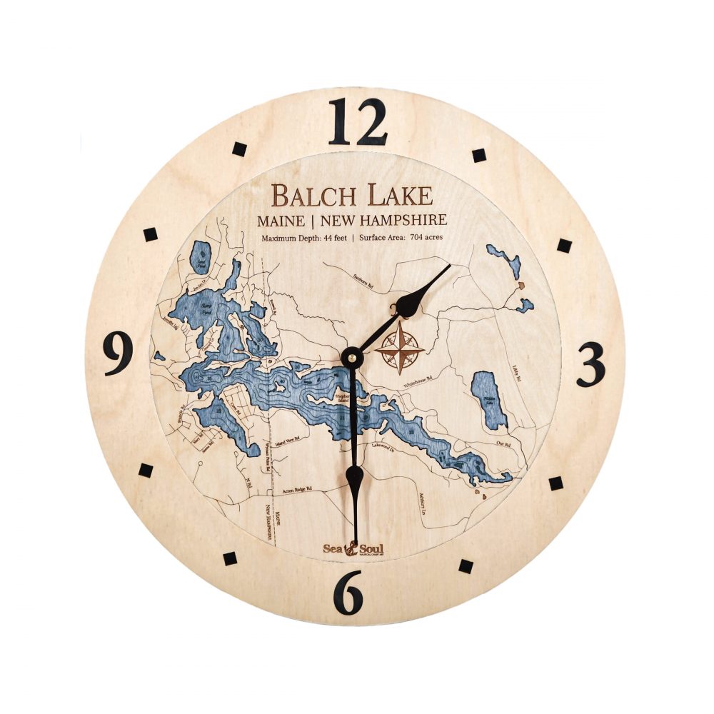 Balch Lake Nautical Clock Birch Accent with Deep Blue Water