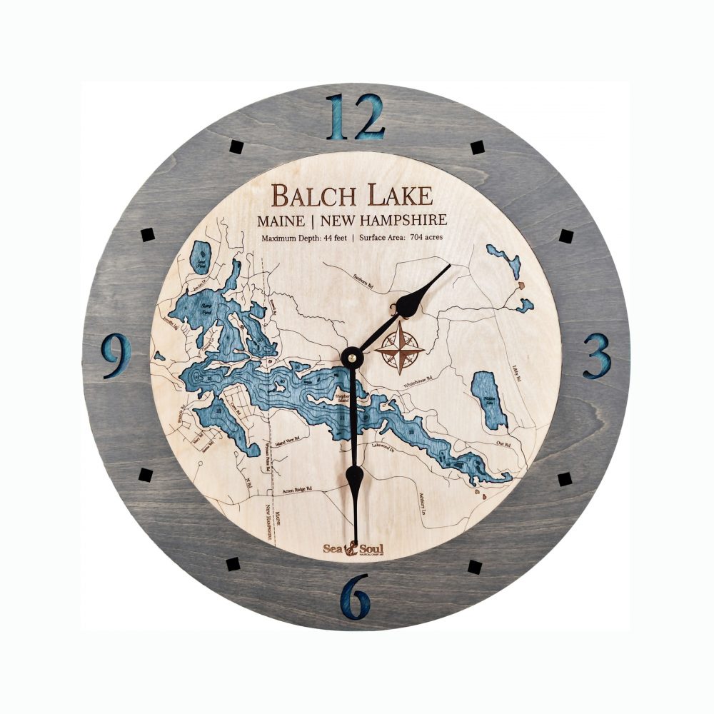 Balch Lake Nautical Clock Driftwood Accent with Blue Green Water