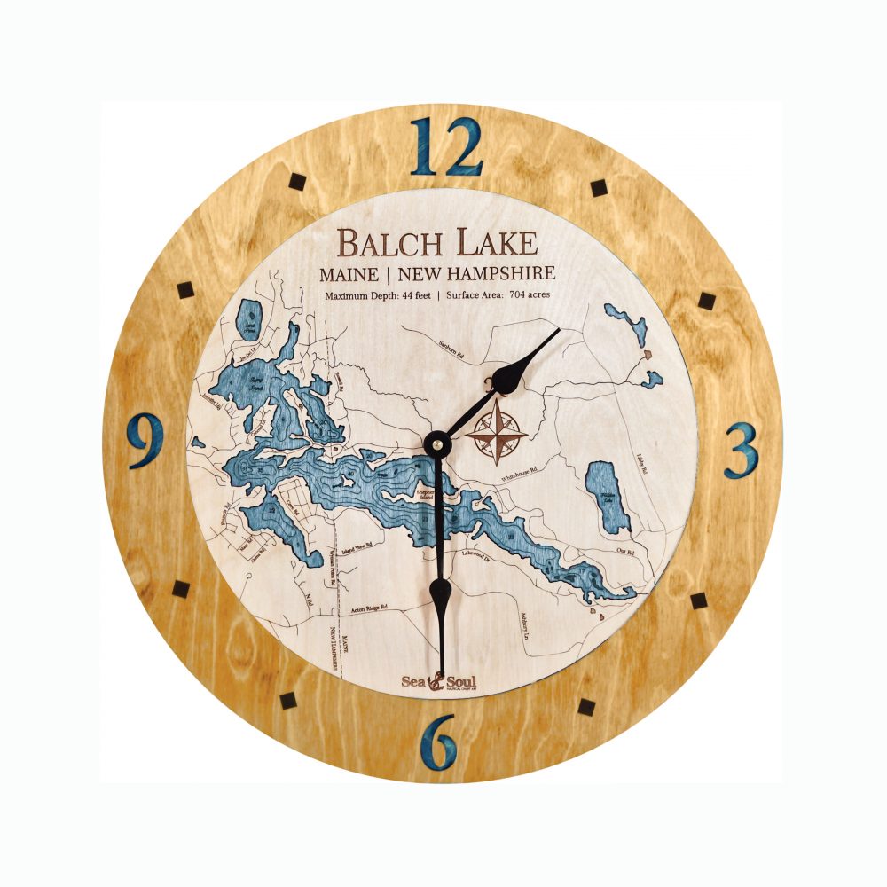 Balch Lake Nautical Clock Honey Accent with Blue Green Water