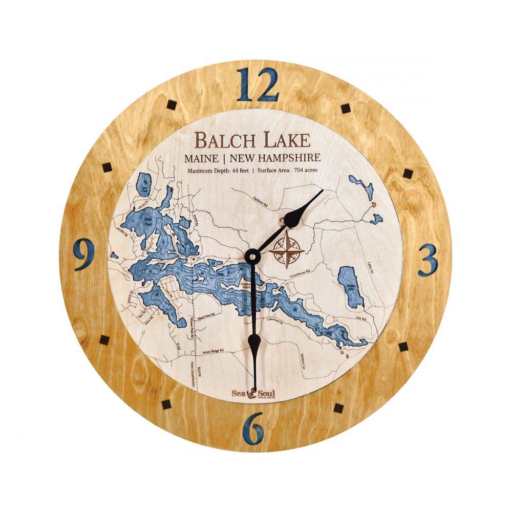 Balch Lake Nautical Clock Honey Accent with Deep Blue Water