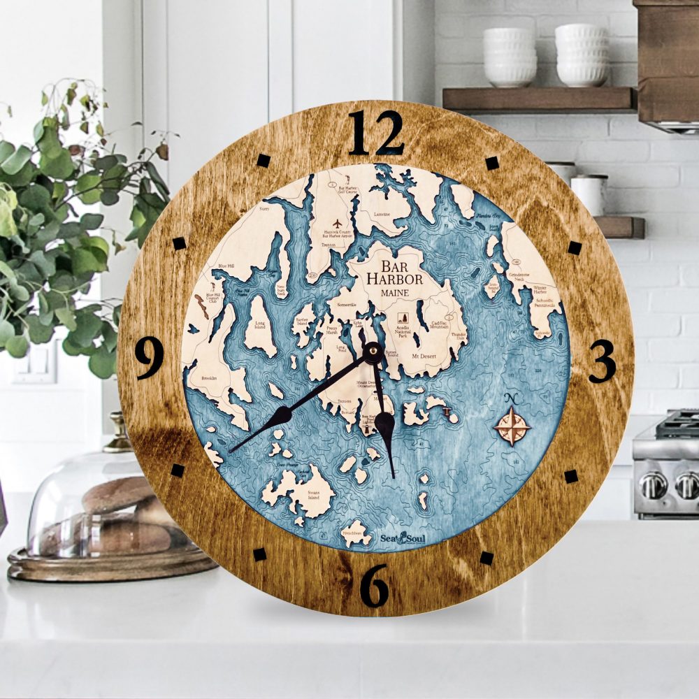 Bar Harbor Nautical Clock Americana Accent with Blue Green Water on Counter Top