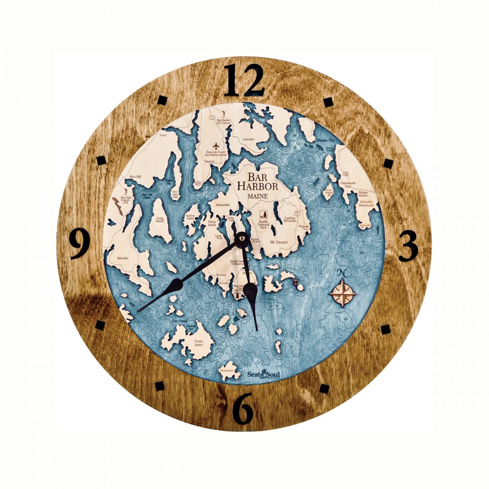 Bar Harbor Nautical Clock Americana Accent with Blue Green Water