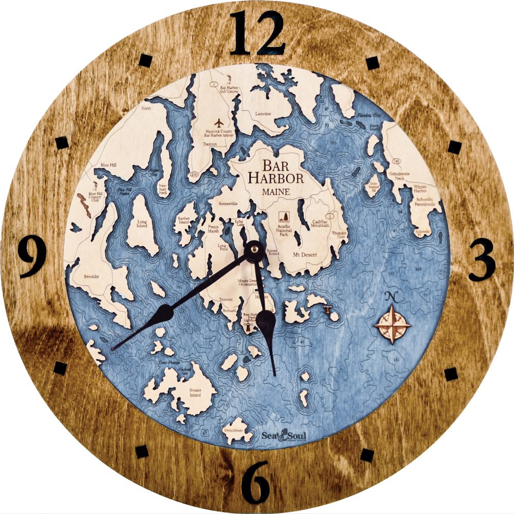 Bar Harbor Nautical Clock Americana Accent with Deep Blue Water