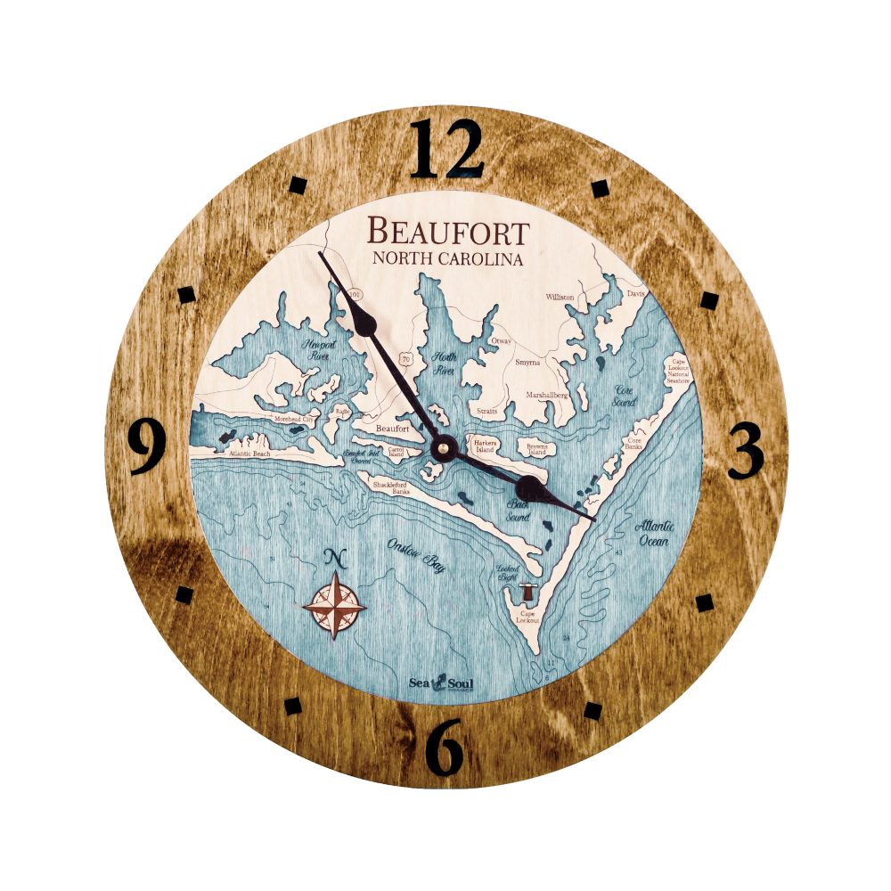 Beaufort North Carolina Nautical Clock Americana Accent with Blue Green Water