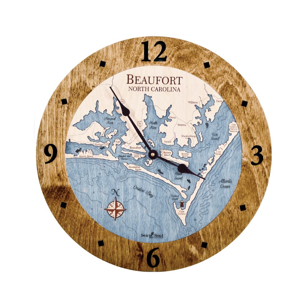 Beaufort North Carolina Nautical Clock Americana Accent Deep Blue Water