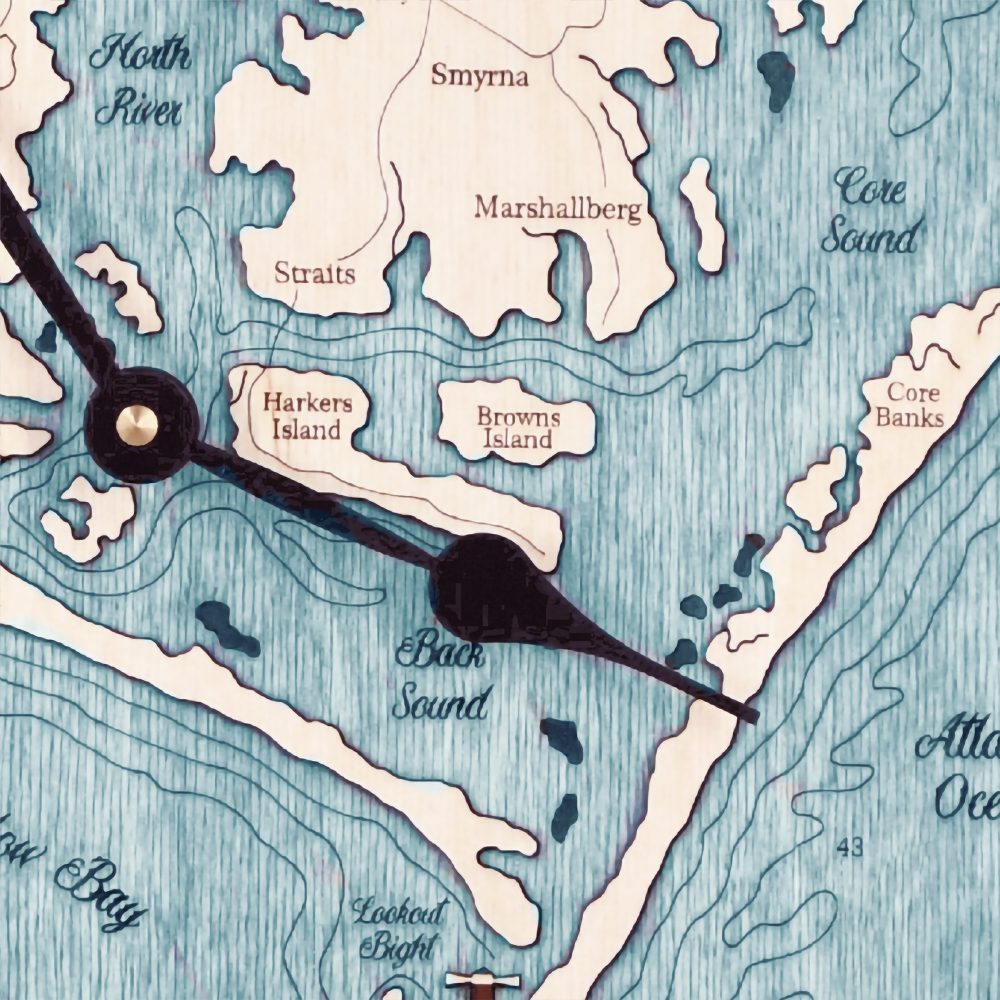 Beaufort North Carolina Nautical Clock Birch Accent with Blue Green Water Detail Shot 1