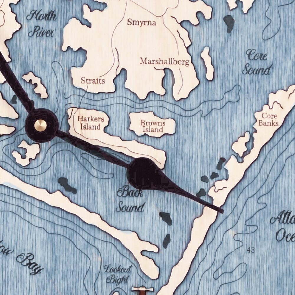 Beaufort North Carolina Nautical Clock Birch Accent with Deep Blue Water Detail Shot 1