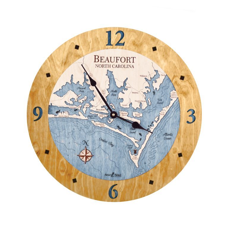 Beaufort North Carolina Nautical Map Clock Sea and Soul Charts
