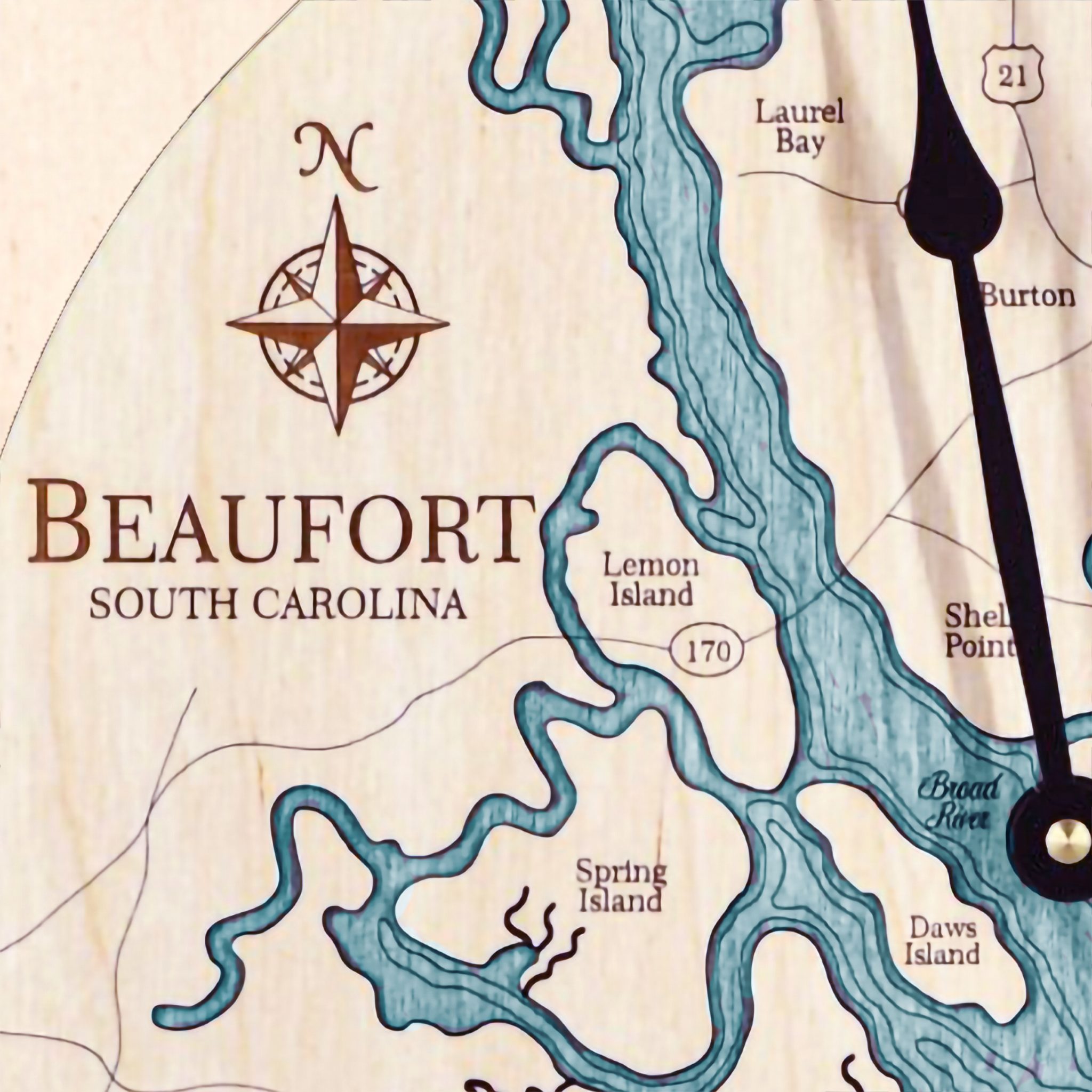 Beaufort South Carolina Nautical Map Clock Sea and Soul Charts