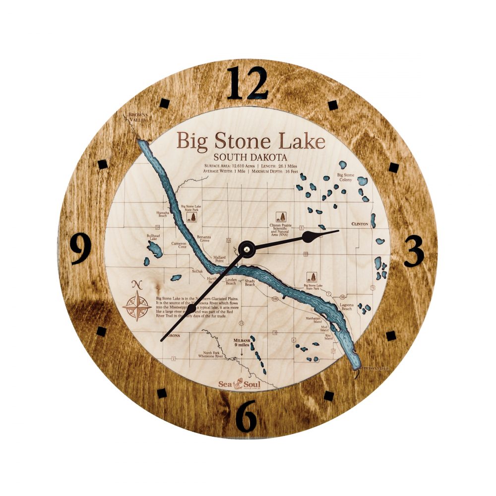 Big Stone Lake Nautical Clock Americana Accent with Blue Green Water