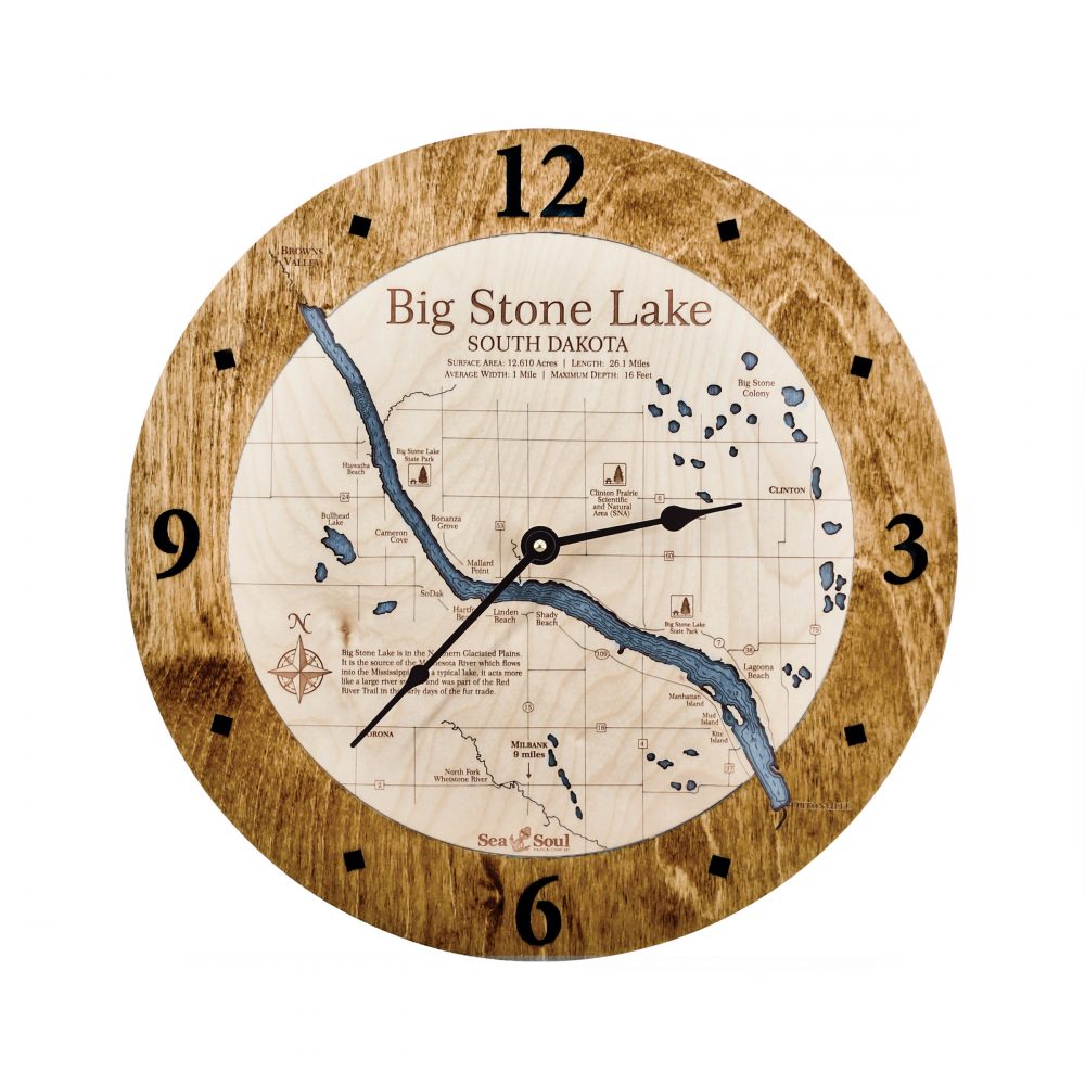Big Stone Lake Nautical Clock Americana Accent with Deep Blue Water