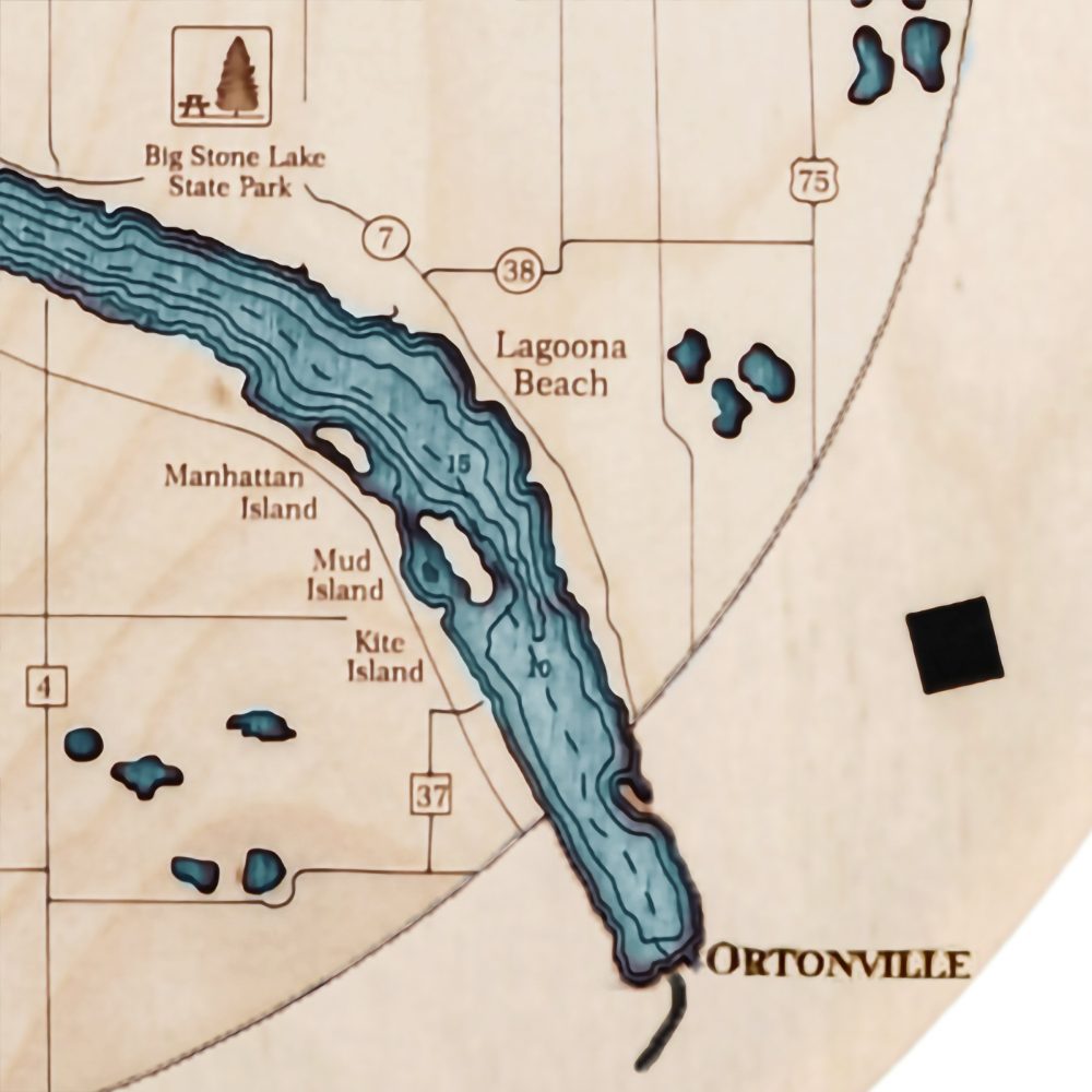 Big Stone Lake Nautical Clock Birch Accent with Blue Green Water Detail Shot 2