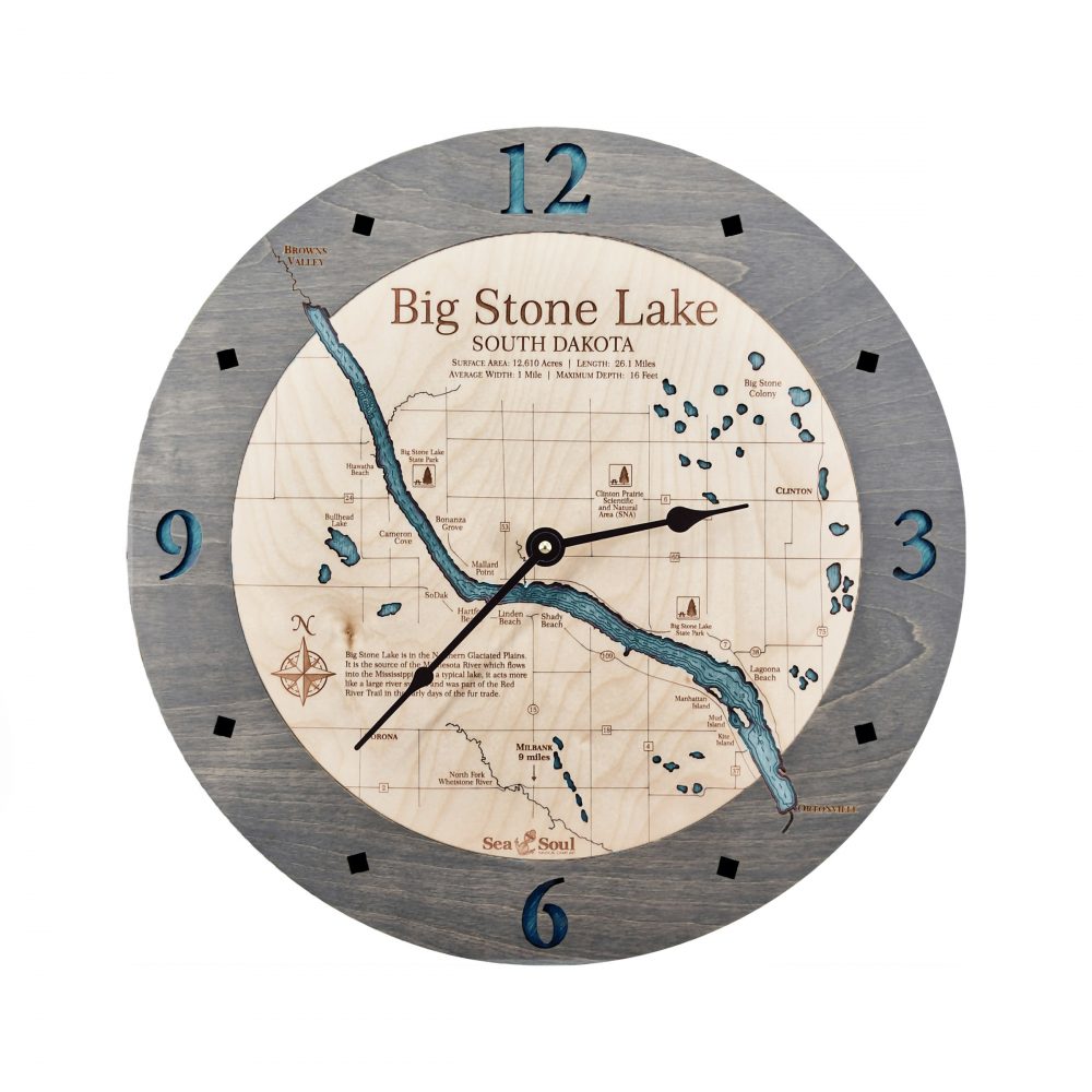 Big Stone Lake Nautical Clock Driftwood Accent with Blue Green