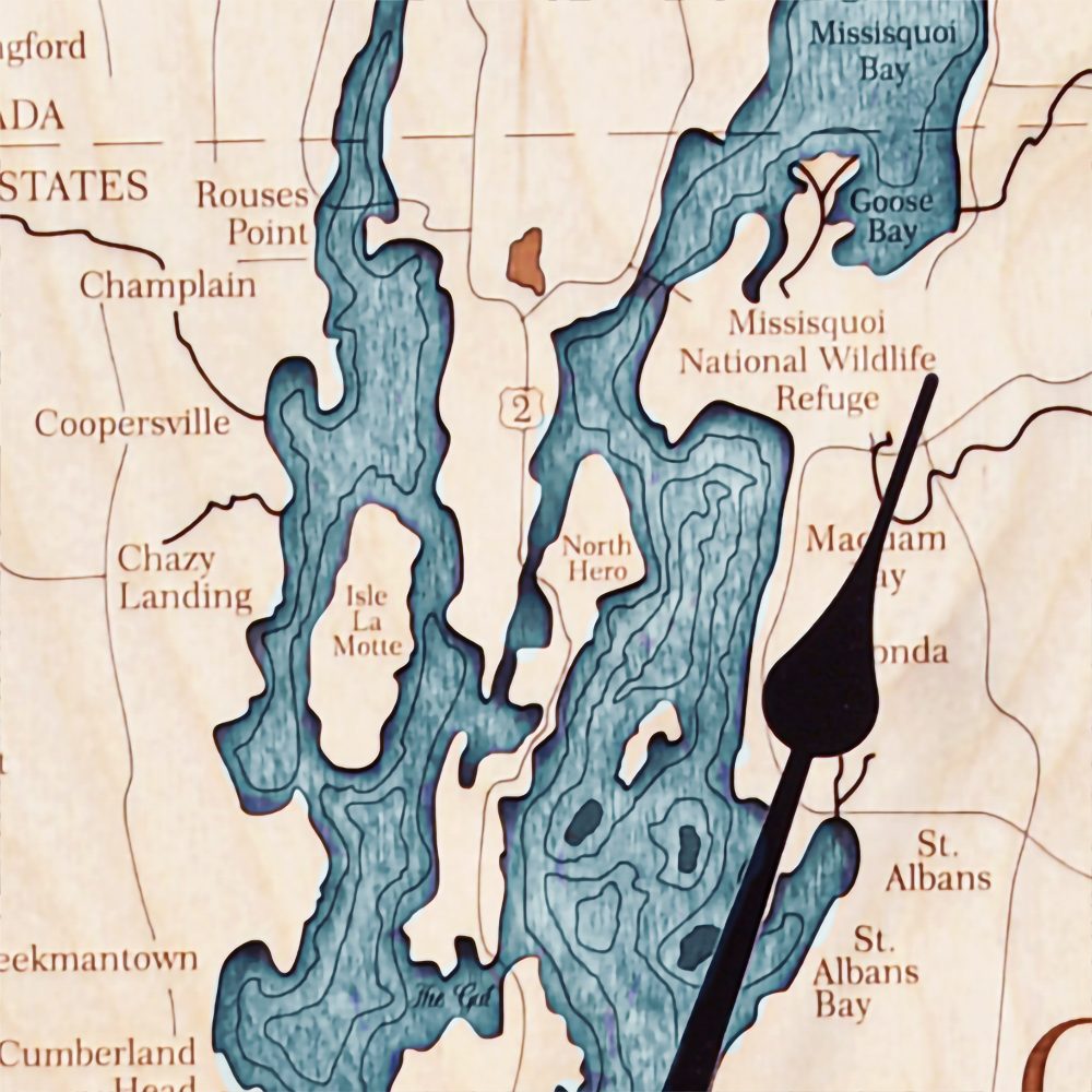 Lake Champlain Nautical Clock Birch Accent with Blue Green Water Detail Shot 3
