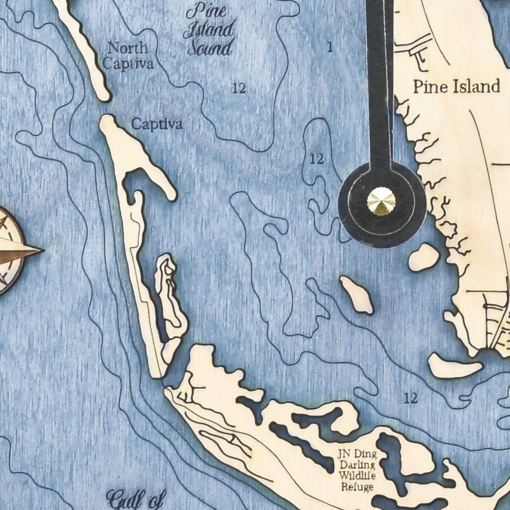 Sanibel & Captiva Nautical Clock Birch Accent with Deep Blue Water Detail Shot 1