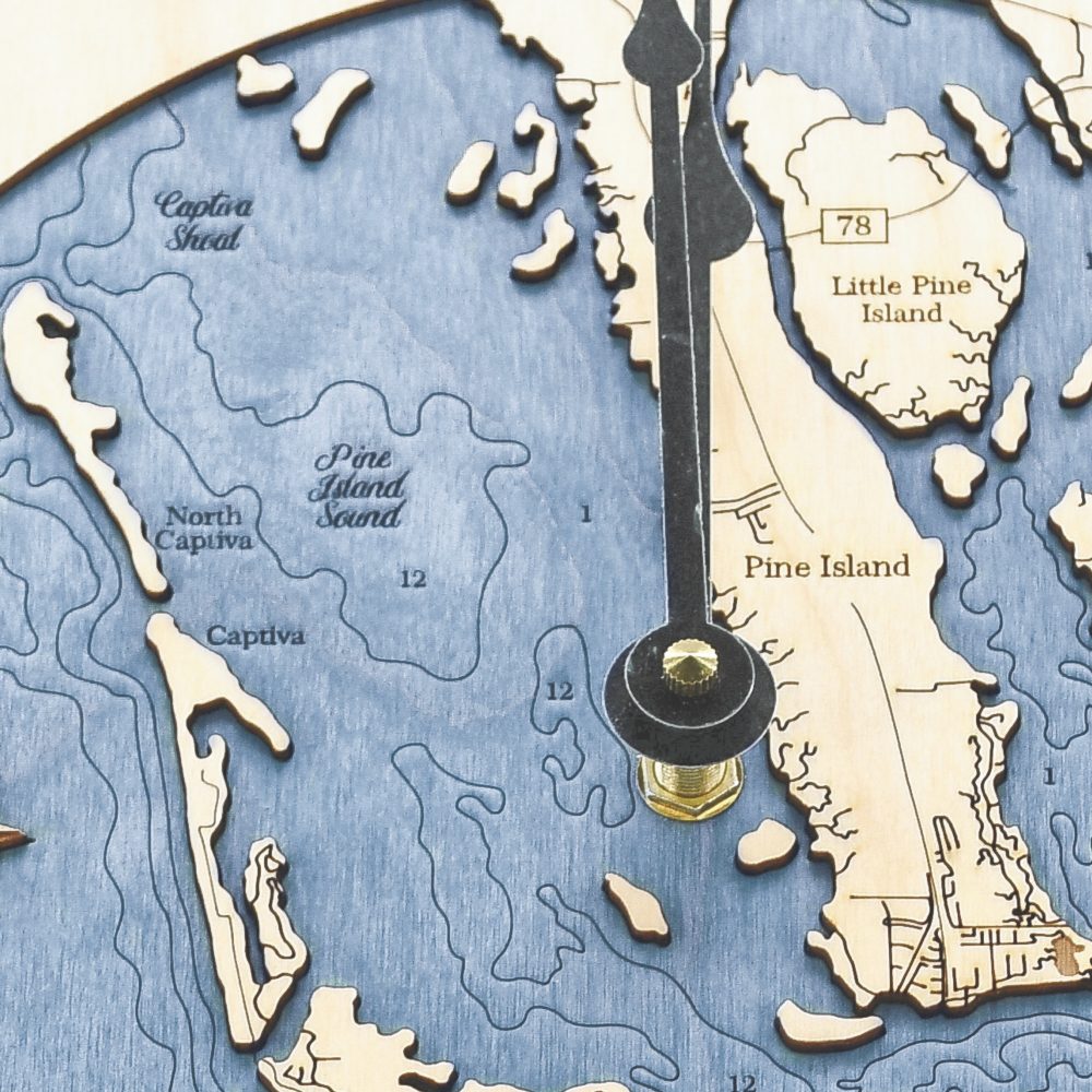 Sanibel & Captiva Nautical Clock Birch Accent with Deep Blue Water Detail Shot 3