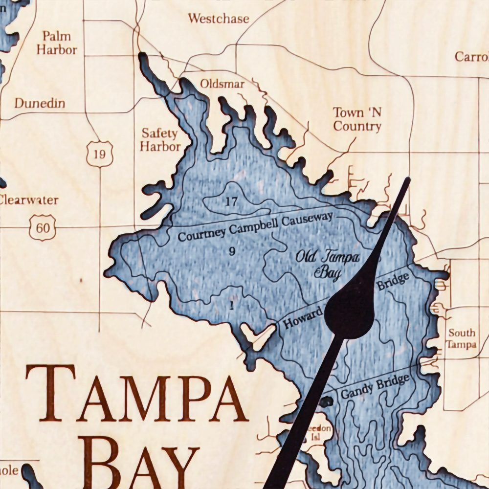 Tampa Bay Nautical Clock Birch Accent with Deep Blue Water Detail Shot 1