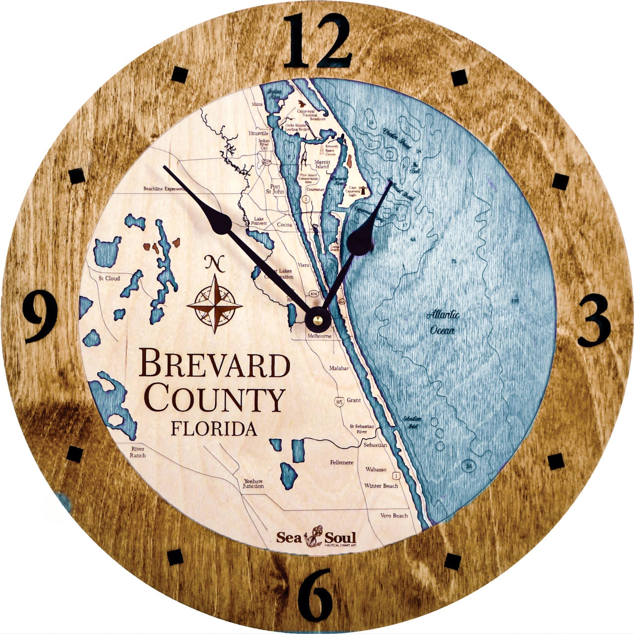 Brevard County Nautical Map Clock Sea and Soul Charts
