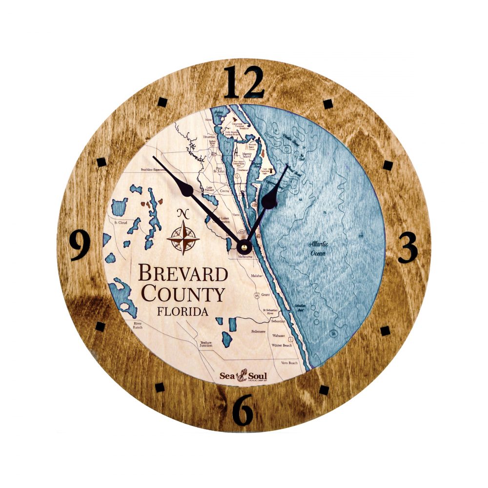 Brevard County Nautical Clock Americana Accent with Blue Green Water