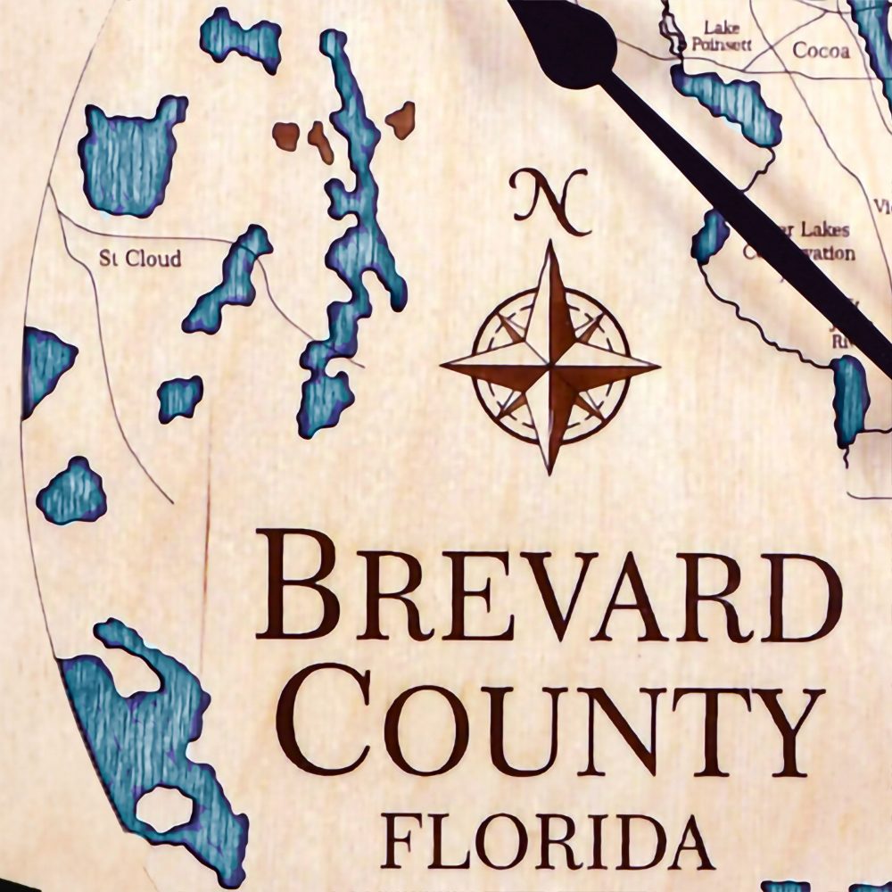 Brevard County Nautical Clock Birch Accent with Blue Green Water Detail Shot 3