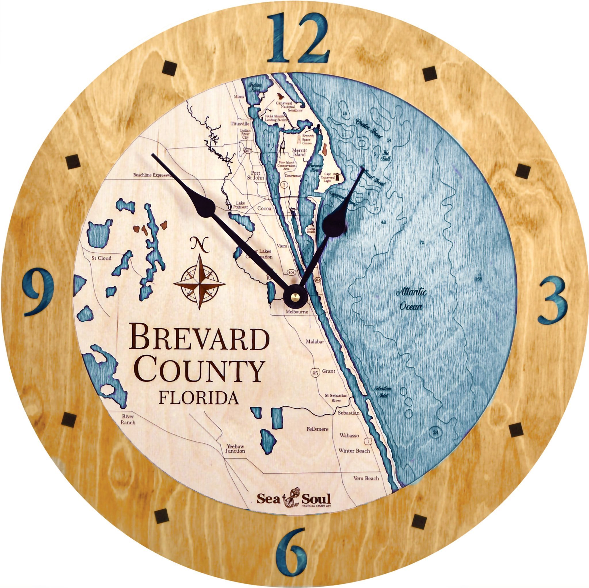 Brevard County Nautical Map Clock Sea and Soul Charts