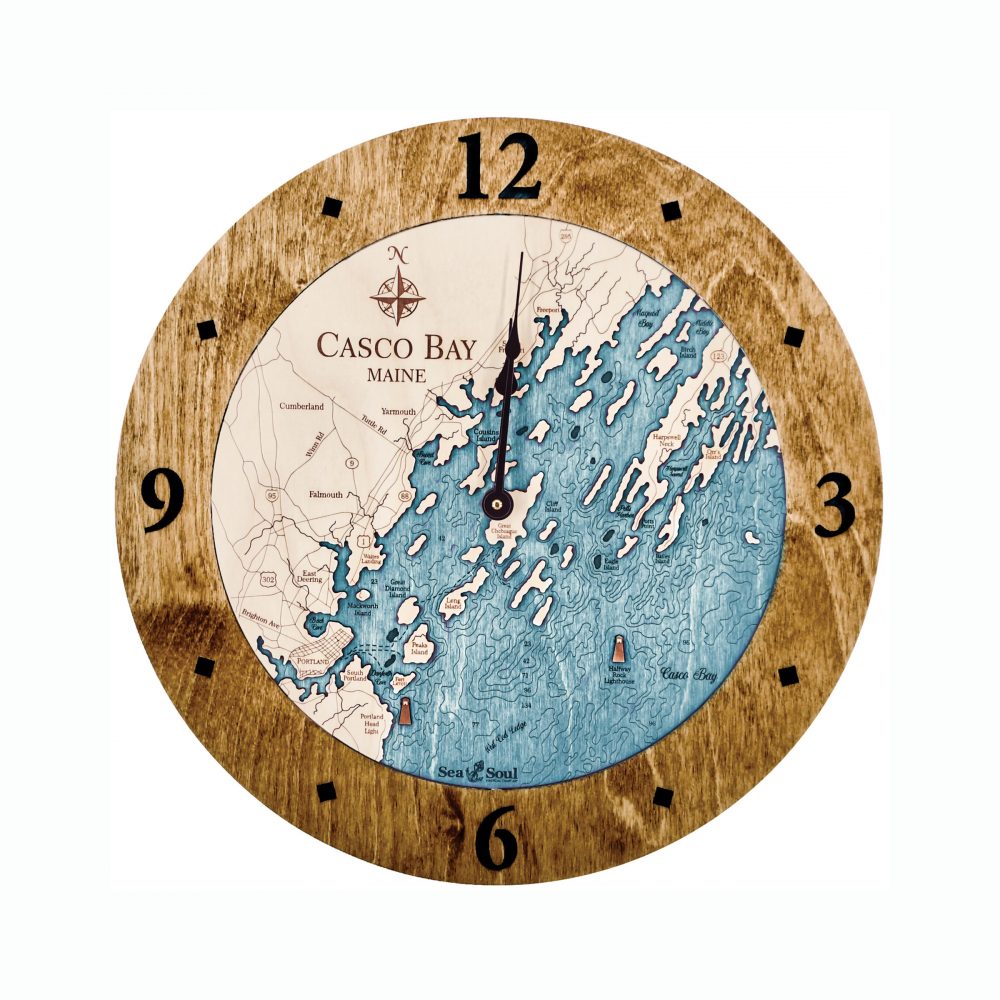 Casco Bay Nautical Clock Americana Accent with Blue Green Water