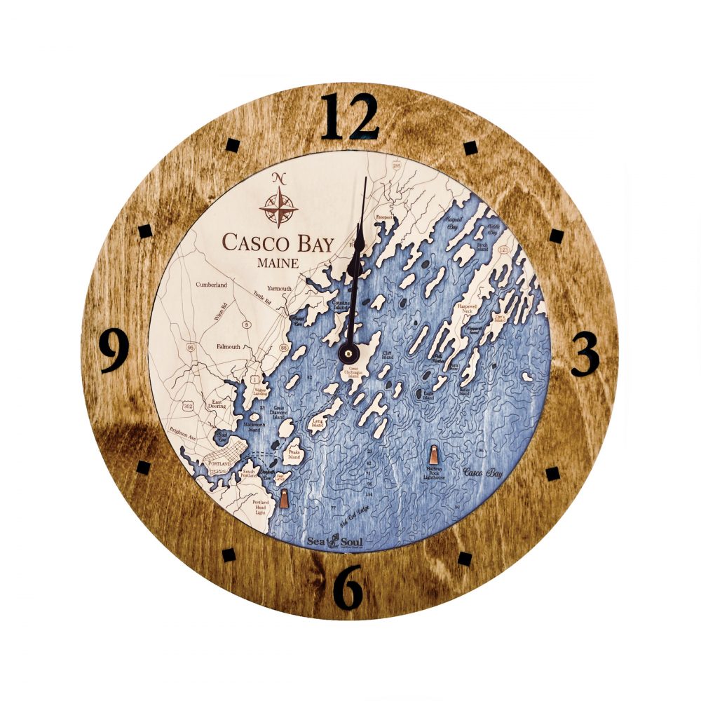 Casco Bay Nautical Clock Americana Accent with Deep Blue Water