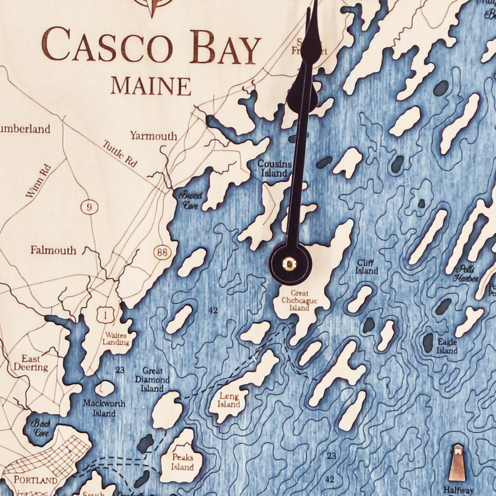 Casco Bay Nautical Map Clock - Sea and Soul Charts