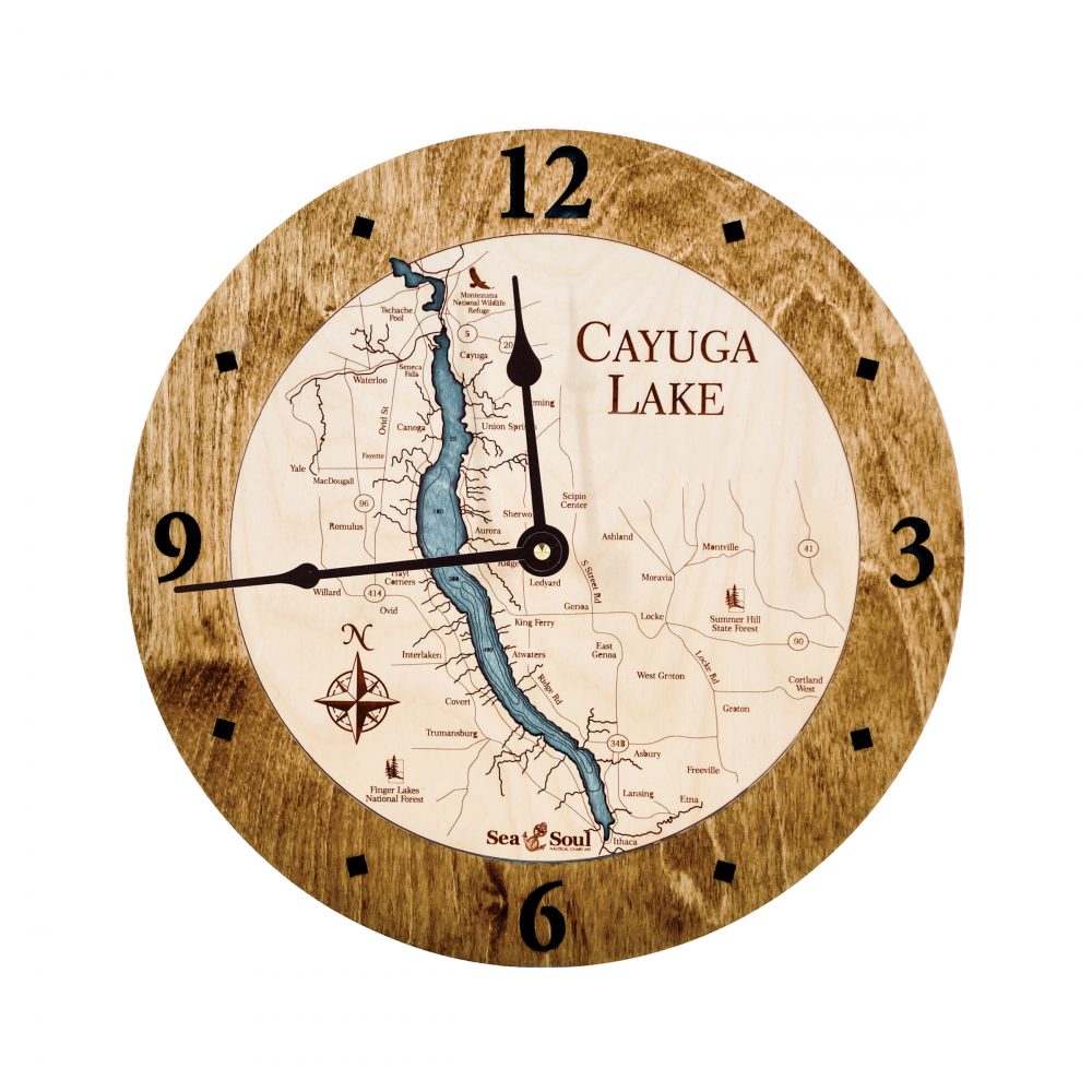 Cayuga Lake Nautical Clock Americana Accent with Blue Green Water