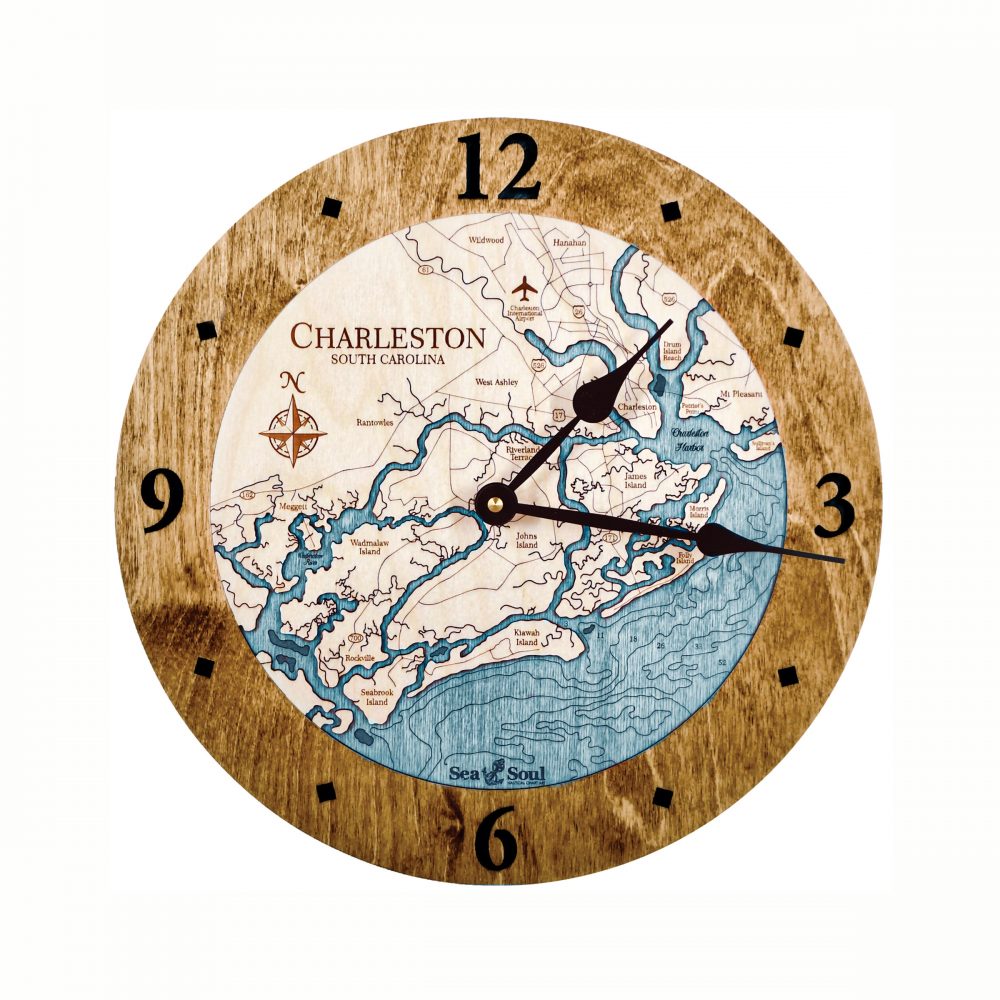 Charleston Nautical Clock Americana Accent with Blue Green Water
