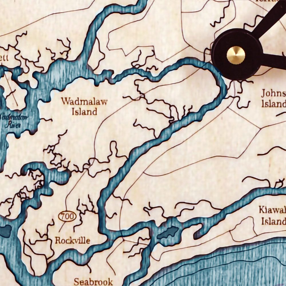 Charleston Nautical Clock Birch Accent with Blue Green Water Detail Shot 1