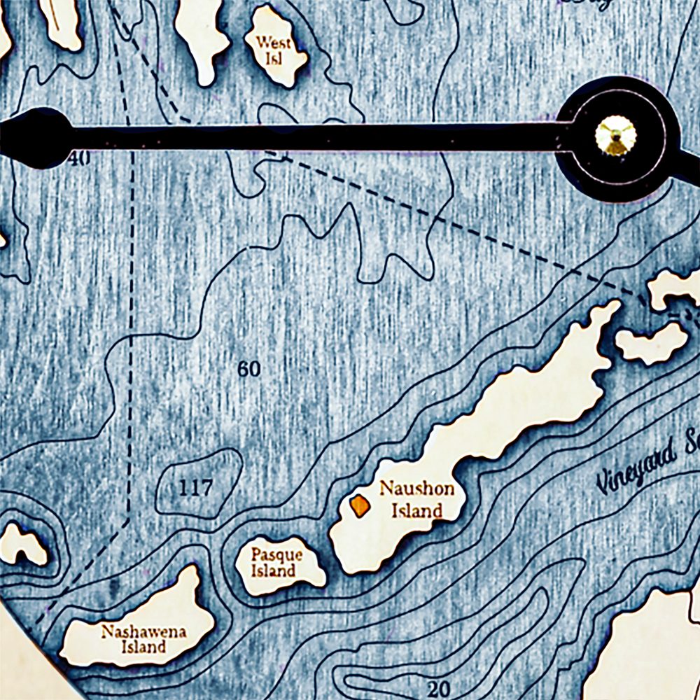 Falmouth Massachusetts Nautical Clock Birch Accent with Blue Green Water Detail Shot 3
