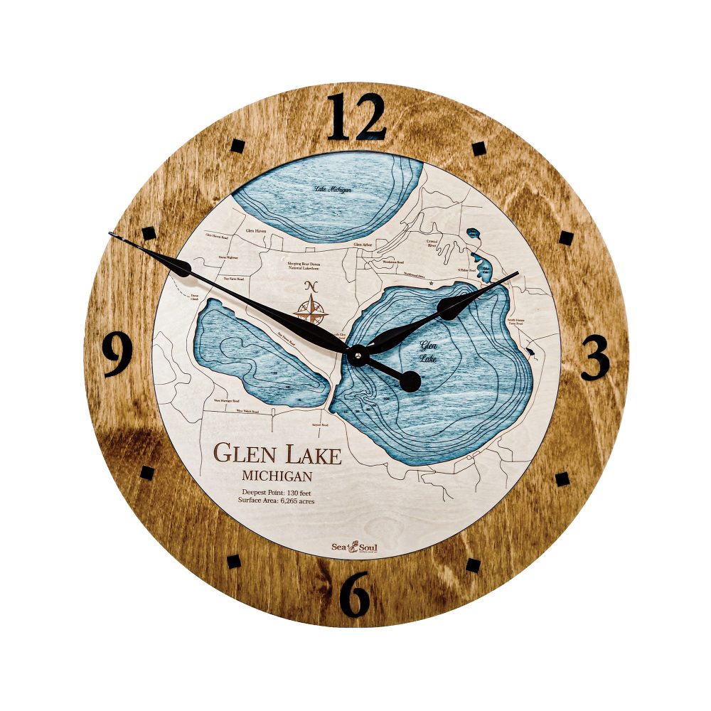 Glen Lake Nautical Clock Americana Accent with Blue Green Water