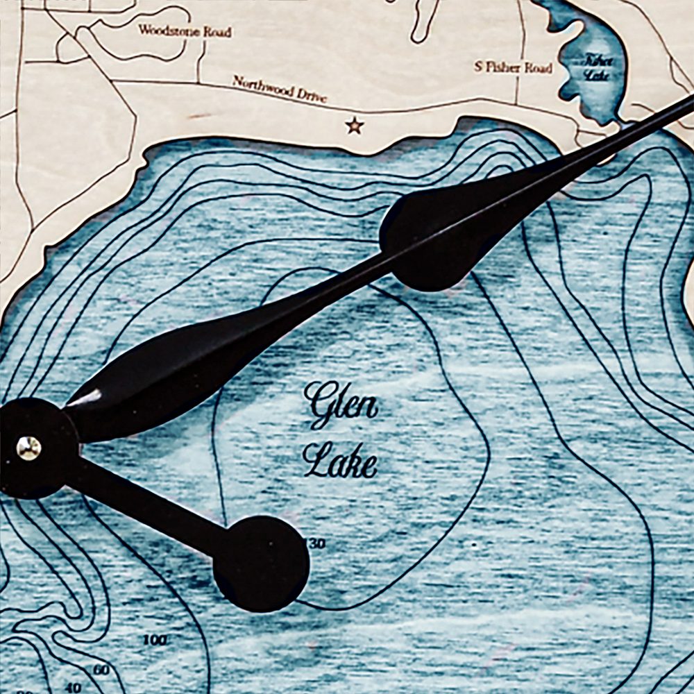 Glen Lake Nautical Clock Birch Accent with Blue Green Water Detail Shot 2