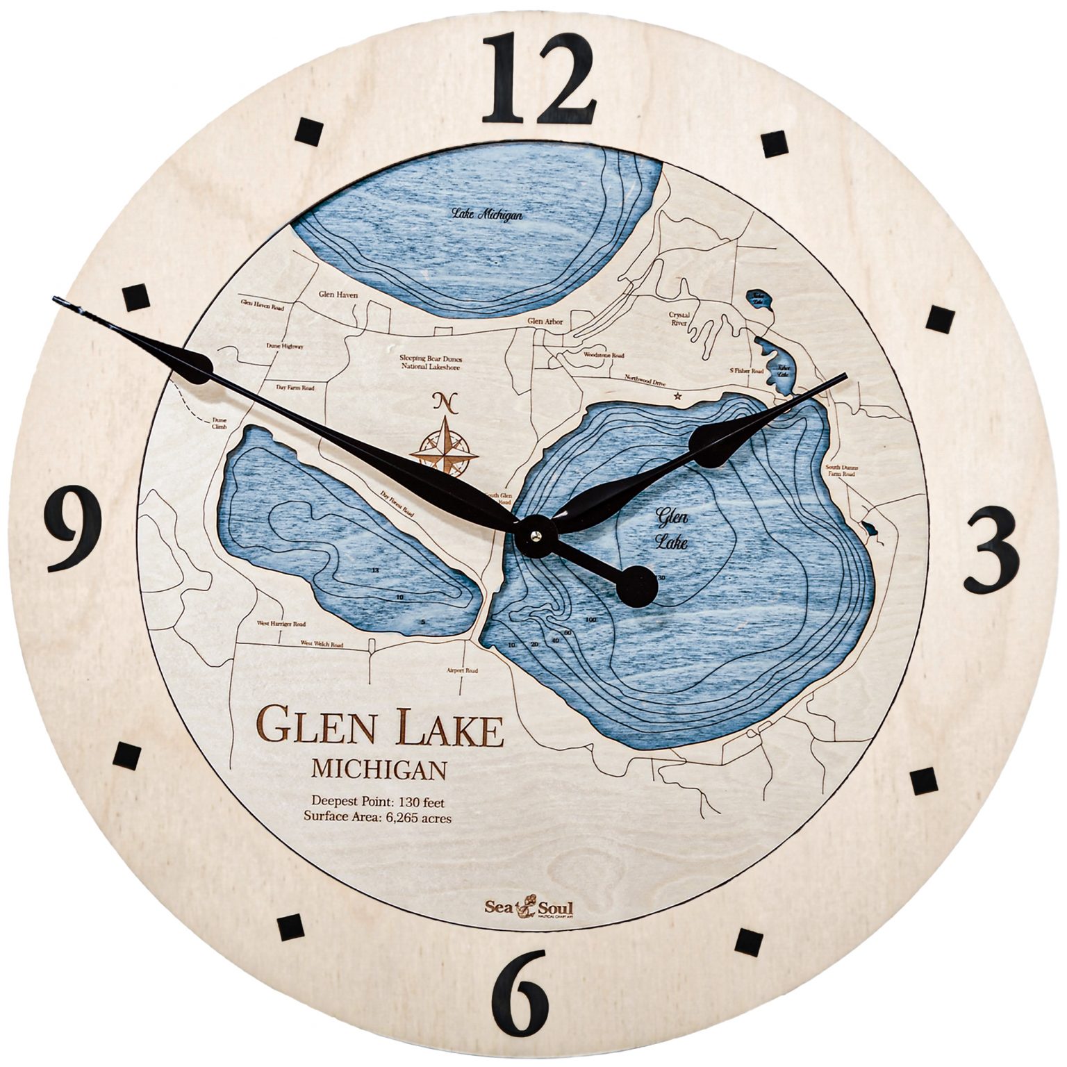 Glen Lake Nautical Map Clock Sea and Soul Charts